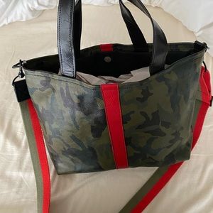 Leather Camo Tote/Crossbody